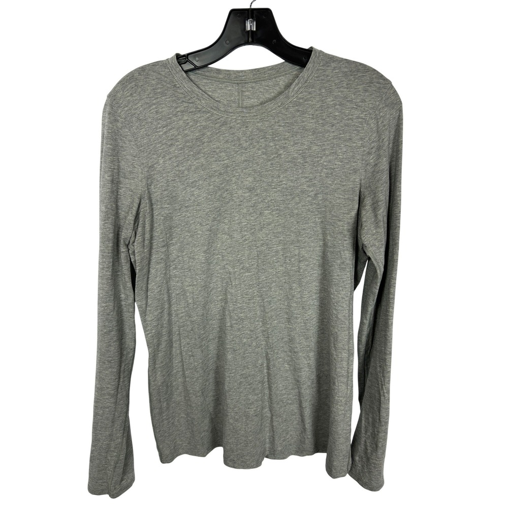 Lululemon Gray Heathered Long Sleeve Crew Neck Athletic Tee Shirt Size 6-8